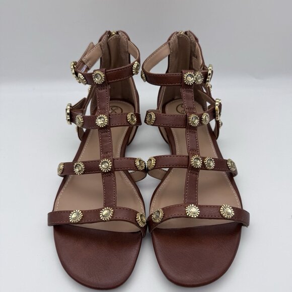 Sam & Libby Rhonda Gladiator Sandals Womans 6 Brown Gold Bling Rinestones Strapy - Picture 2 of 6